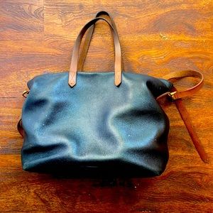 Nadewell genuine black leather purse with over the shoulder strap